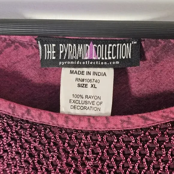 Pyramid Collection Boho Top Sz 1X Whimsy Bell Sleeve RenFair Braided Embroidered - Picture 3 of 7